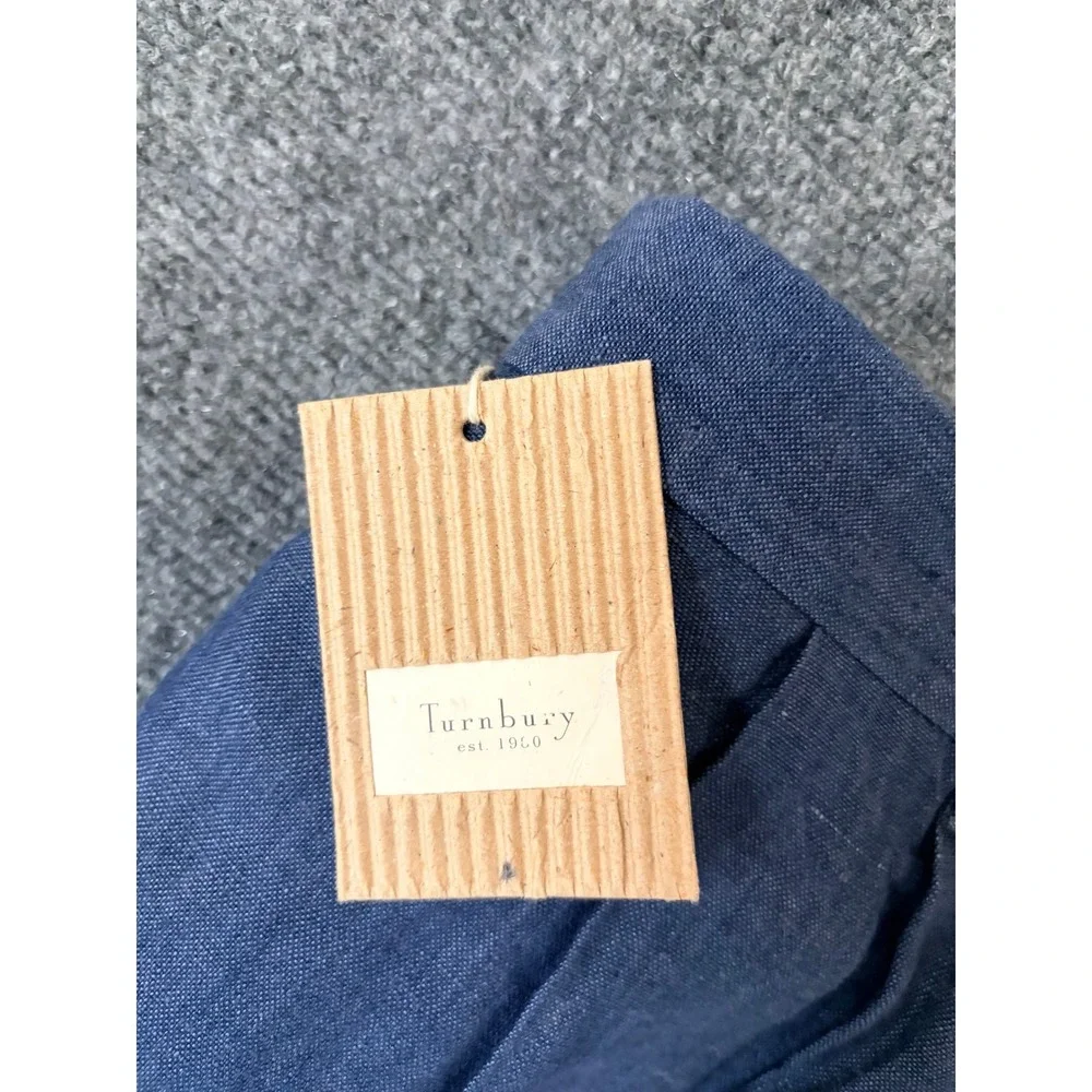 Turnbury Mens Blue 100% Linen Pleated Cuffed Dress Pants Trousers 36x32 NEW